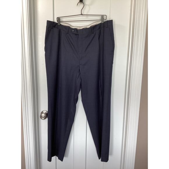 Canali Men's 100% Pure Wool Flat Front Dress Pants Business Navy Blue Size 39 - Picture 1 of 10